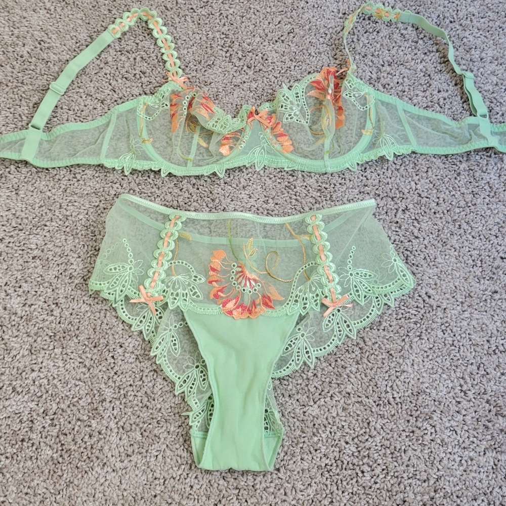 Simone Perele Bra And Panties Set Size 36D/ Panties Size Medium